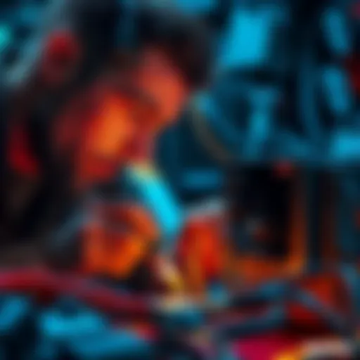 A person examining an Avalon 3s device with tools, looking for connection issues, focused on a power supply connection.