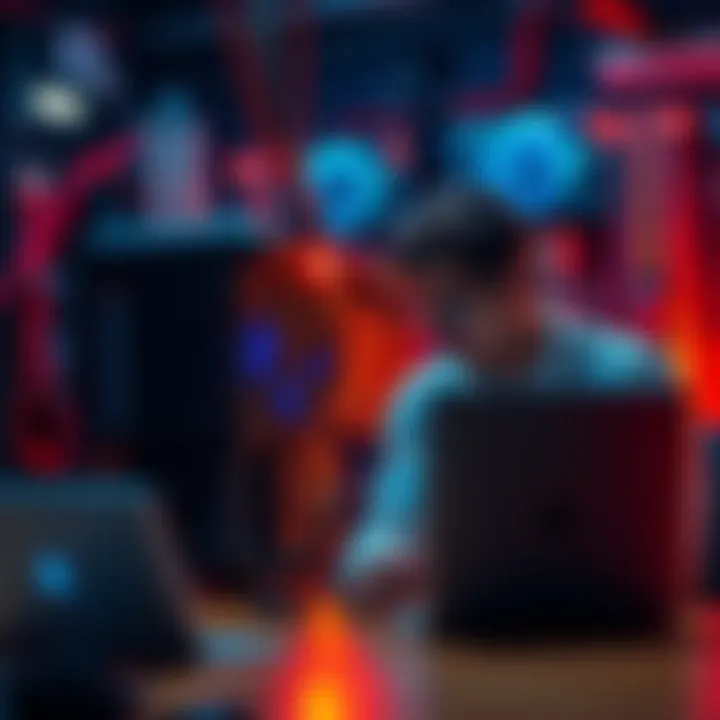 A person troubleshooting an Avalon Q miner with a laptop, showing connection settings for Bitcoin node