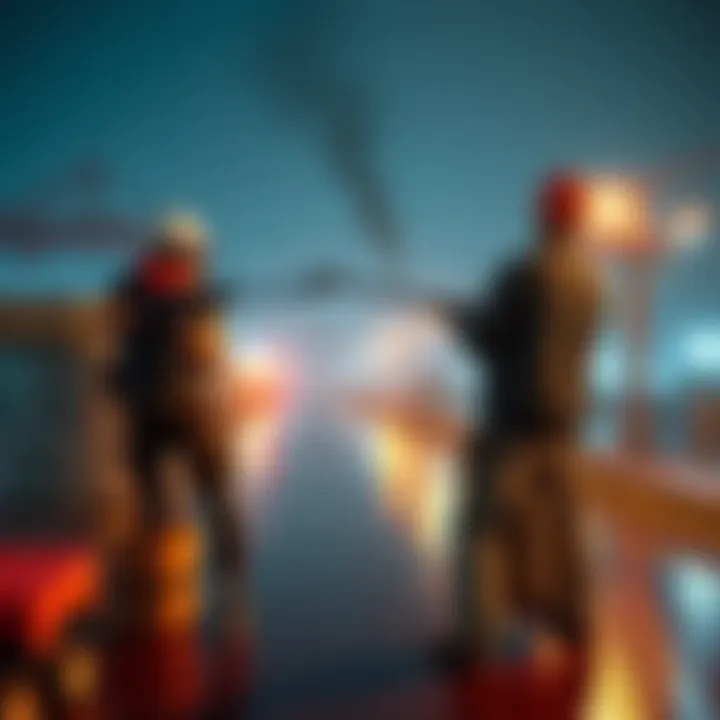 AE player avatars seen in an industrial park, showing interaction between players in an unusual setting.