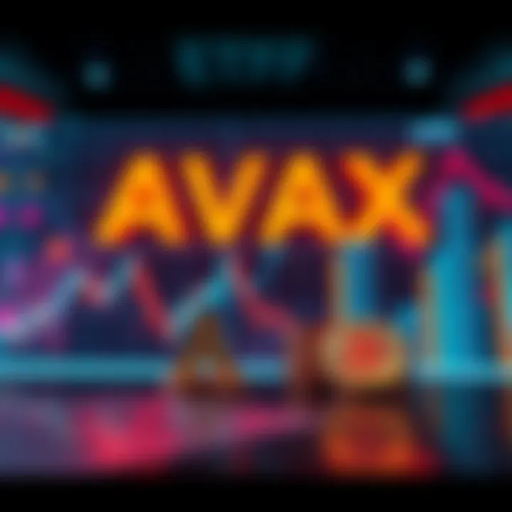 A graphic showing the upcoming launch of AVAX-based ETFs with a bullish trend chart and cryptocurrency symbols.