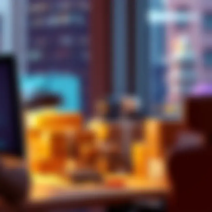 A person reviewing their passport badge upgrades with a computer and a stack of parcels nearby