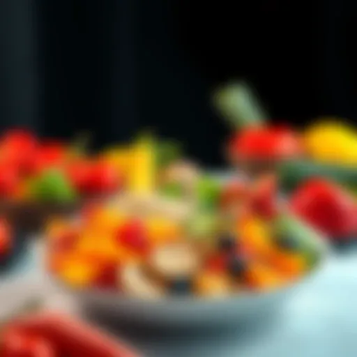 A colorful plate filled with fruits, vegetables, grains, and proteins, representing a balanced diet.