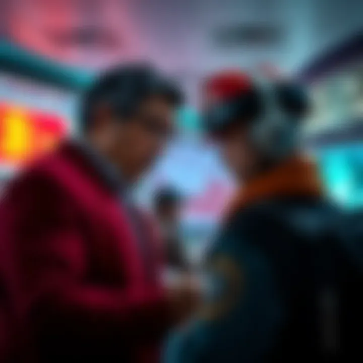 Bank Fraud Check A concerned investor faces questioning from a bank representative about cryptocurrency finances