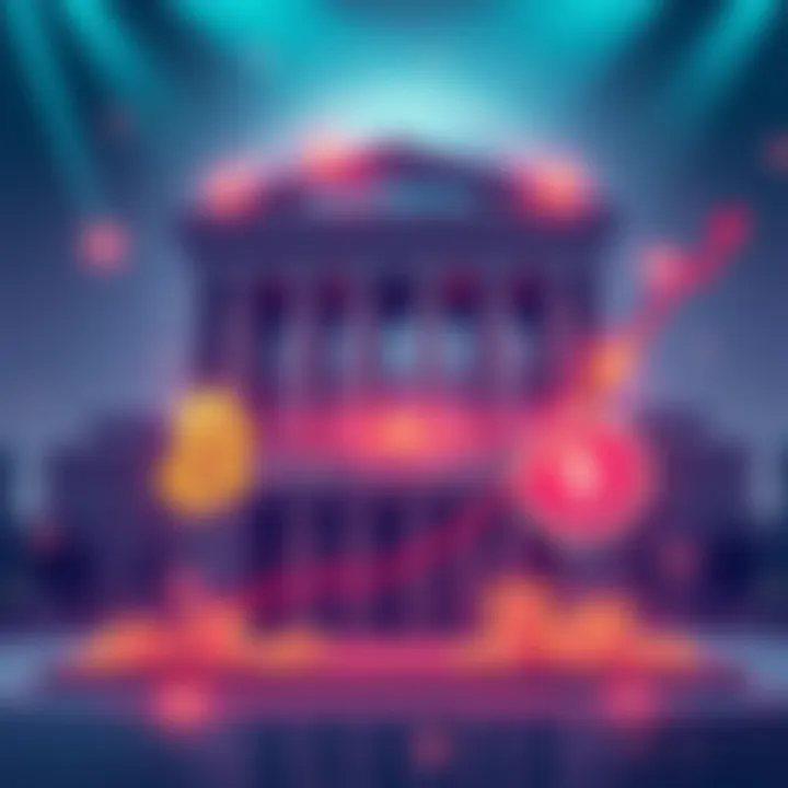 Bank Of America Crypto Recommendation An illustration of a bank building with cryptocurrency symbols, showing an upward trend in investment growth.