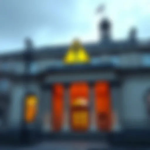 A graphic showing the Bank of England building with a warning sign about stablecoin ownership limits and mortgage market concerns.