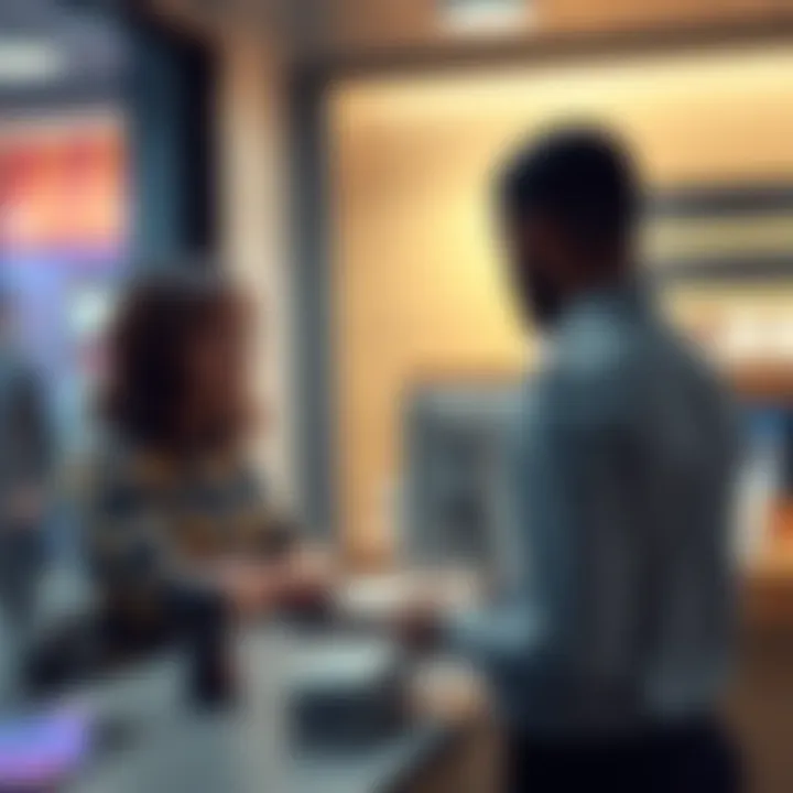 A person at a bank counter discussing a large cash withdrawal with a bank employee.