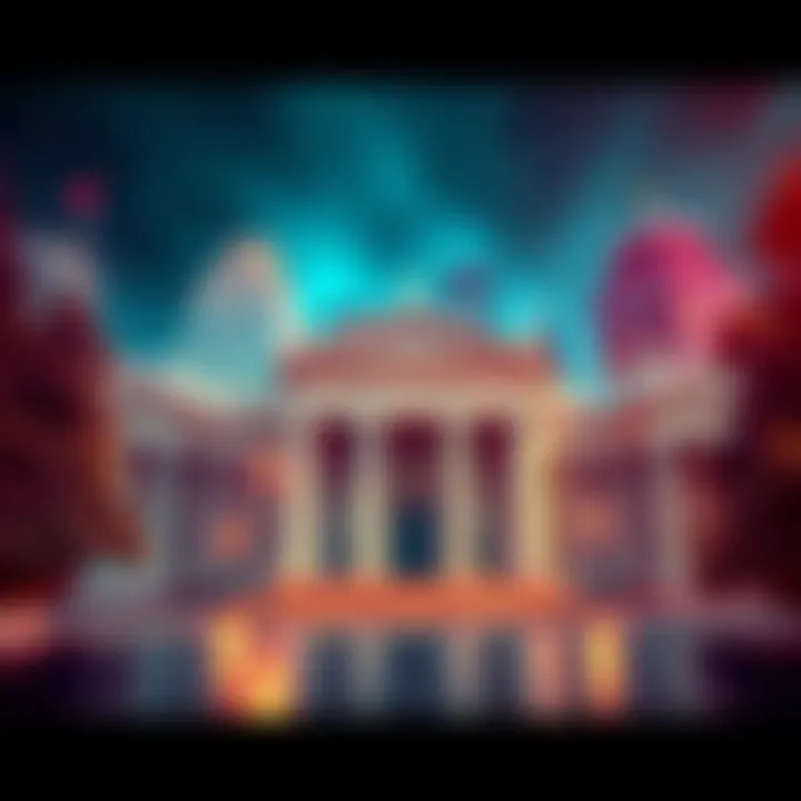 Group of bank buildings representing financial institutions working together to create a new stablecoin