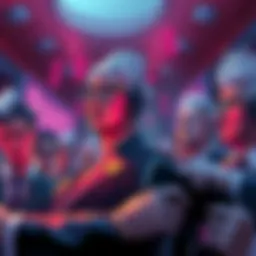 A visual representation of banks opposing the cryptocurrency XRP, with people looking concerned about the future of crypto adoption, showing a financial atmosphere.