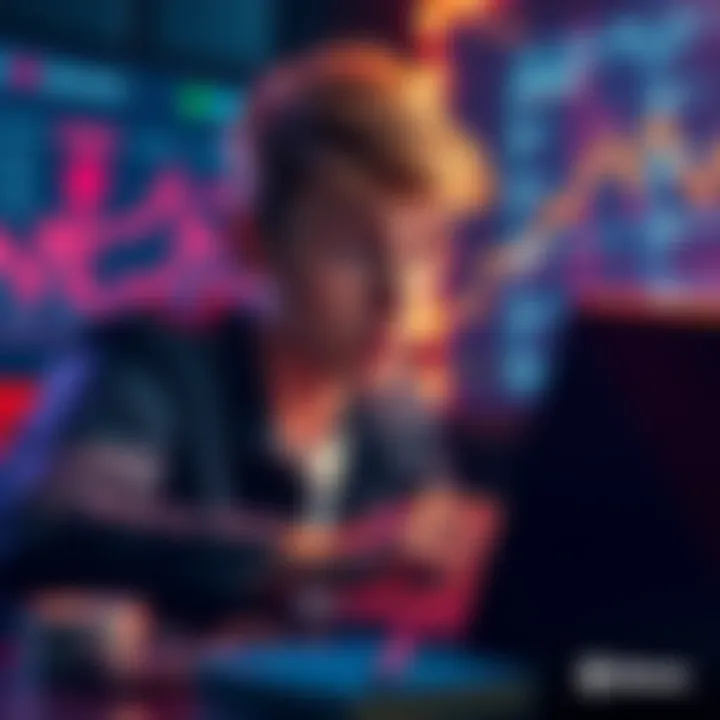 A young man analyzing cryptocurrency data on his laptop, reflecting interest in digital assets.