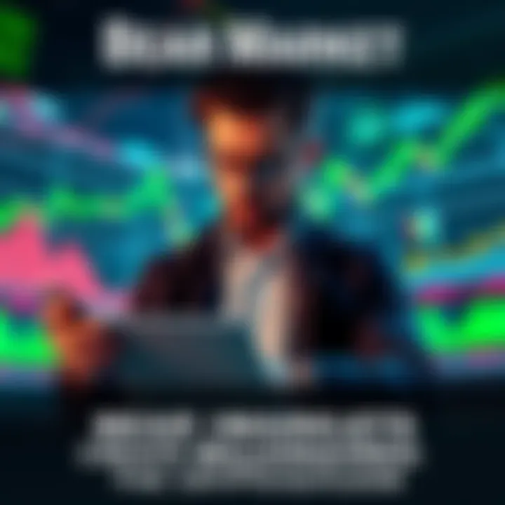 A person studying market graphs and charts, looking determined to invest during a bear market.