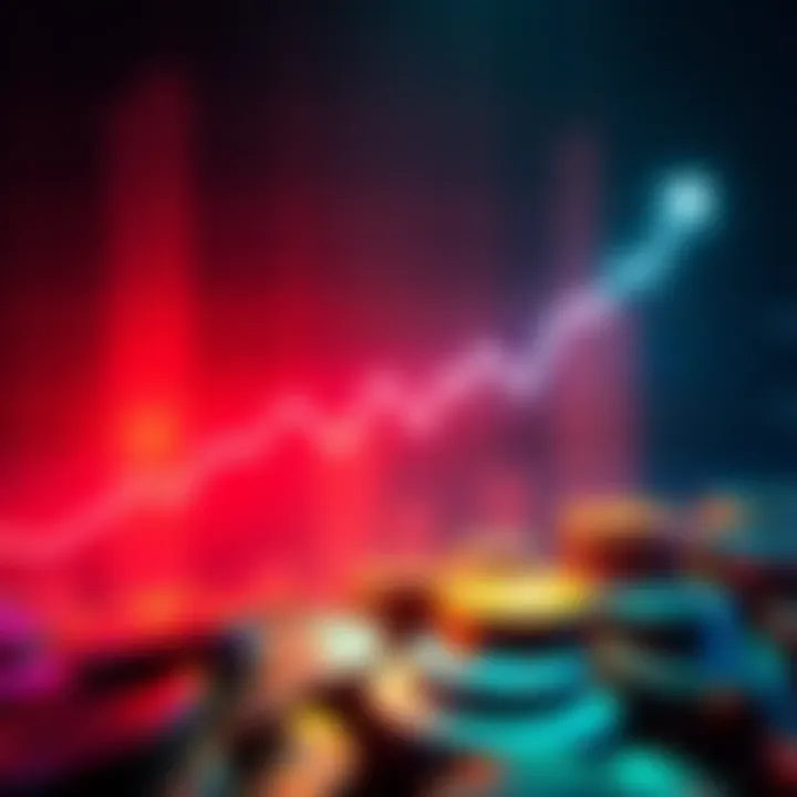 A graphic showing a declining market line transitioning to an upward trend, with altcoins represented by colorful coins at the bottom, symbolizing hope for a bull market.