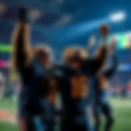 Bears celebrating their win over Bulls, showing excitement and team spirit on the field.
