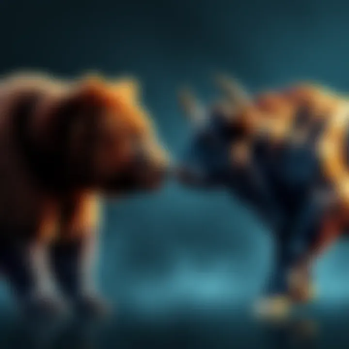 A bear and a bull facing off, symbolizing the market struggle between pessimism and optimism.