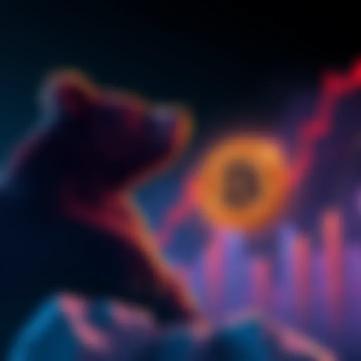 A bear symbolizing market pessimism monitors a rising Bitcoin graph approaching $40K.