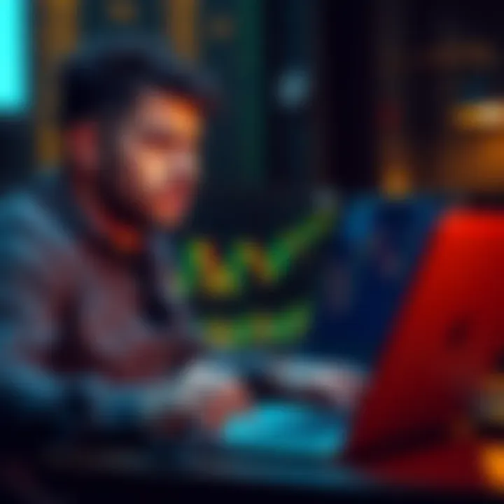 A beginner investor looking at cryptocurrency charts on a laptop, showing interest and curiosity about investing in crypto markets.