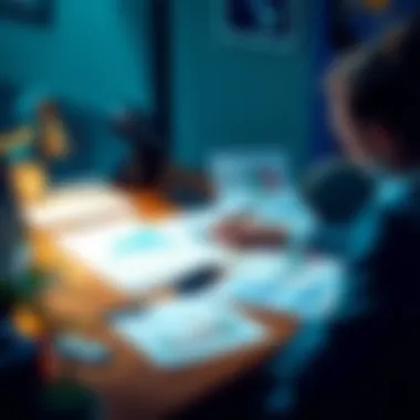 A beginner investor reviewing long-term investment strategies with charts and notes on a desk