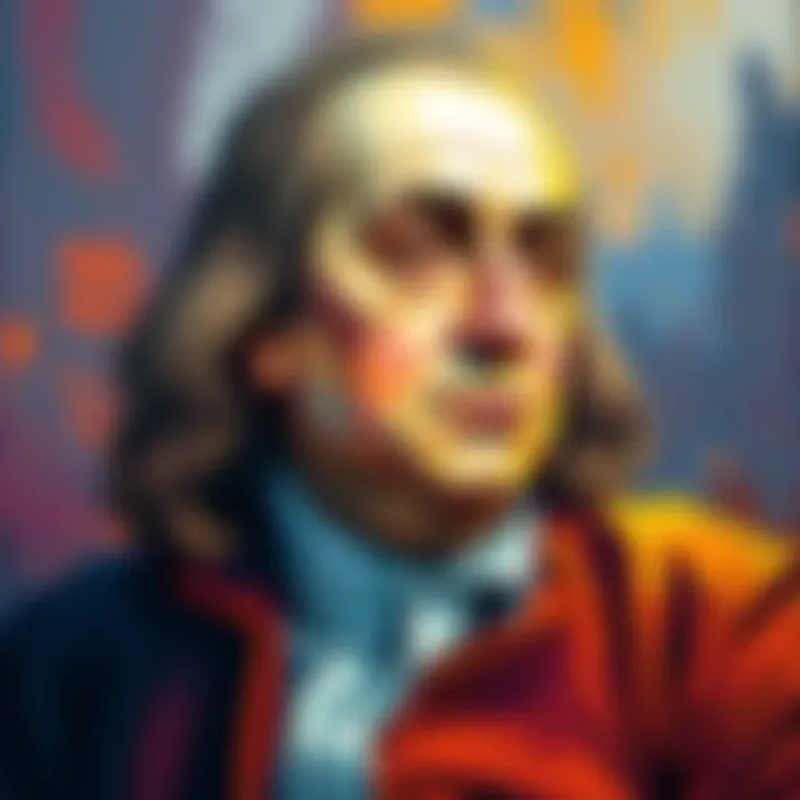 Acrylic painting of Ben Franklin in vibrant colors capturing his personality