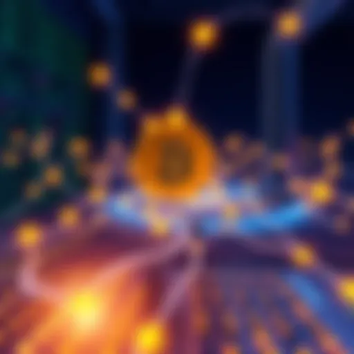 An illustration showing a computer network with nodes symbolizing connections and benefits in cryptocurrency operation