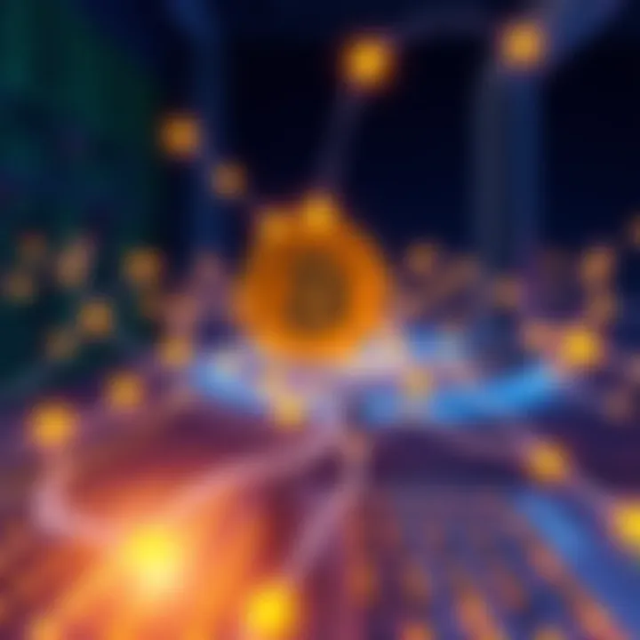 An illustration showing a computer network with nodes symbolizing connections and benefits in cryptocurrency operation