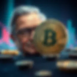 A graphic showing the Berkshire Hathaway logo next to a Bitcoin symbol, representing the discussion on potential investment.