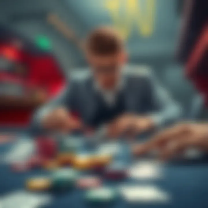 A person placing bets on different outcomes with chips and cards on a table, showcasing various betting strategies.