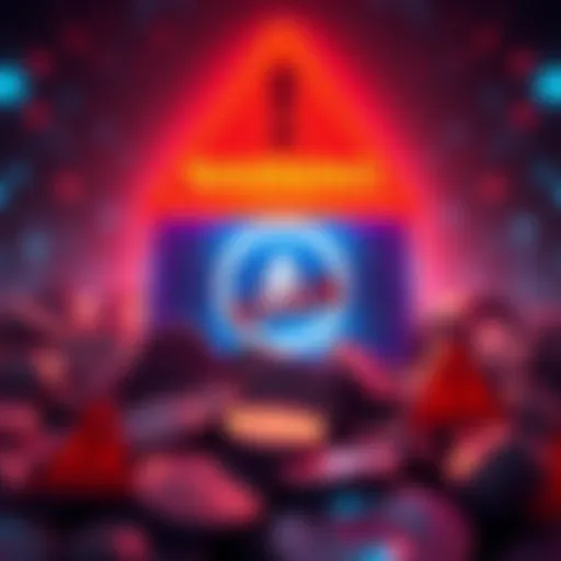 A warning alert against a phishing scam involving MANA tokens, with symbols of cryptocurrency and caution signs.