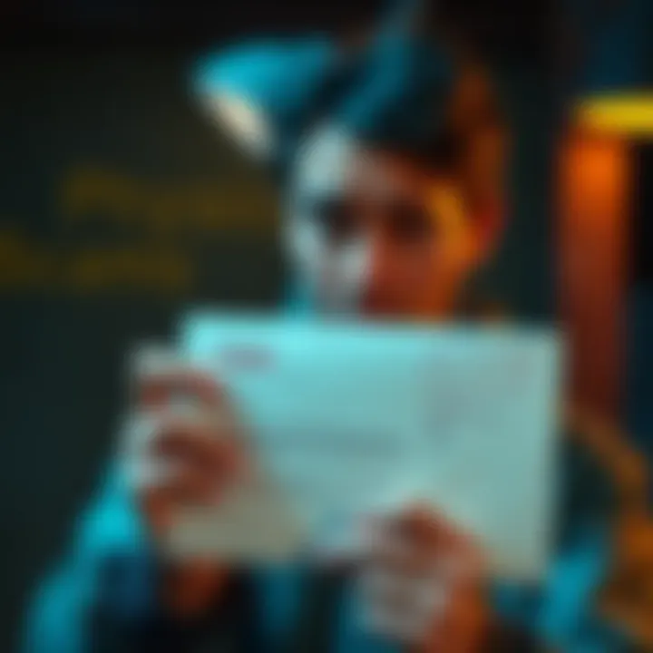 Beware of Physical Mail Scams A concerned person holding a suspicious letter, looking worried about potential phishing scams in the mail.
