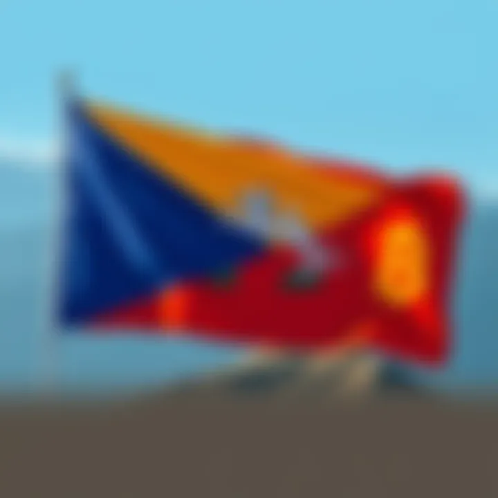 Bhutan's Blockchain Initiative Flag of Bhutan with blockchain symbols showing the country's new direction in technology and finance