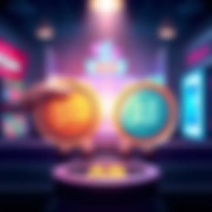 An illustration showing two bid tokens being swapped for one AB during a virtual transaction, symbolizing a new gaming feature for players.