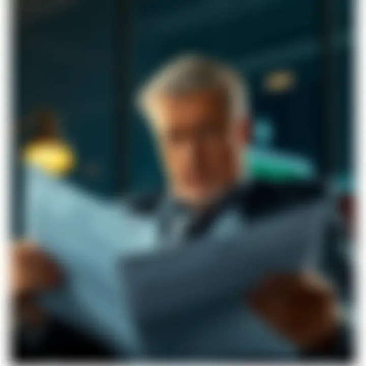 A billionaire investor looks concerned while reviewing documents related to a cryptocurrency venture associated with Donald Trump, emphasizing the tension of the ongoing lawsuit.