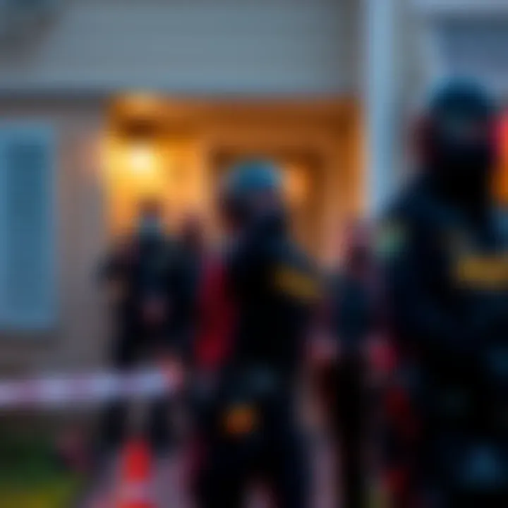 Police at the scene of a home invasion attempt involving the CEO of Binance France, with officers apprehending a suspect outside a house.