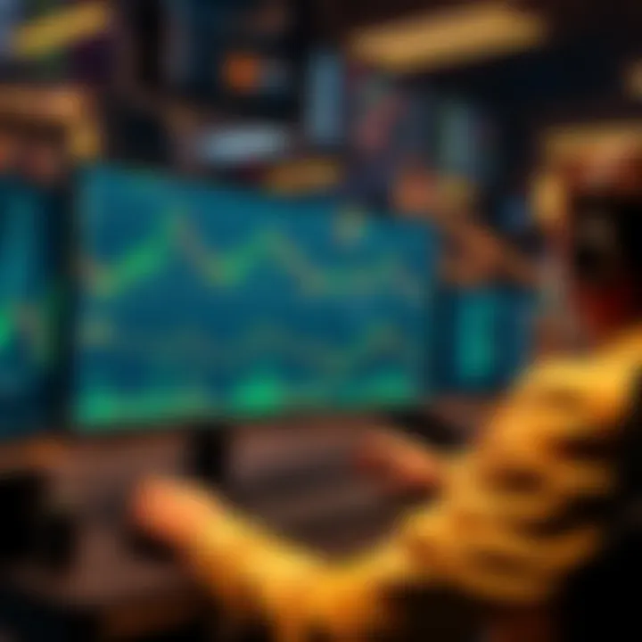Binance stock trading platform A person using a computer to trade stocks on a blockchain platform, with stock charts on the screen