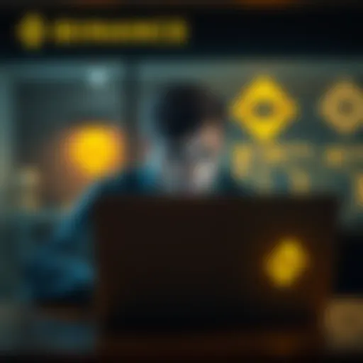 A concerned person looking at a laptop screen, frustrated with Binance support about accessing $7,000 USDT held in their account