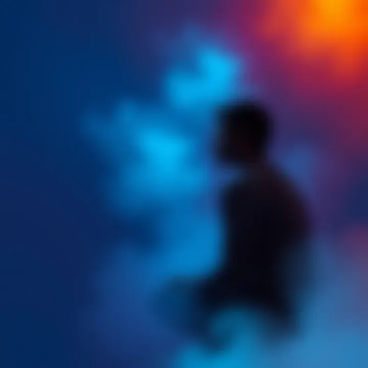 Bipolar Individual with Empathy A person sitting alone, looking thoughtful and emotional, with a soft glow around them, symbolizing deep empathy and reflection, surrounded by soft colors.