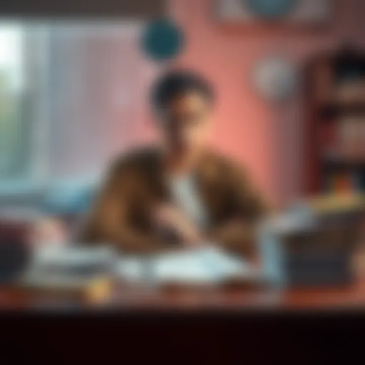 Bipolar Disorder Struggles A person sitting at a desk with a stressed expression, surrounded by books and notes, reflecting the challenges of bipolar disorder during a tough academic year.