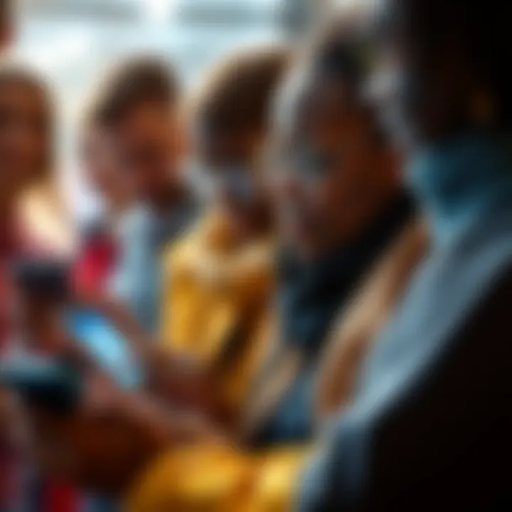 People of diverse backgrounds using Bitcoin on mobile devices