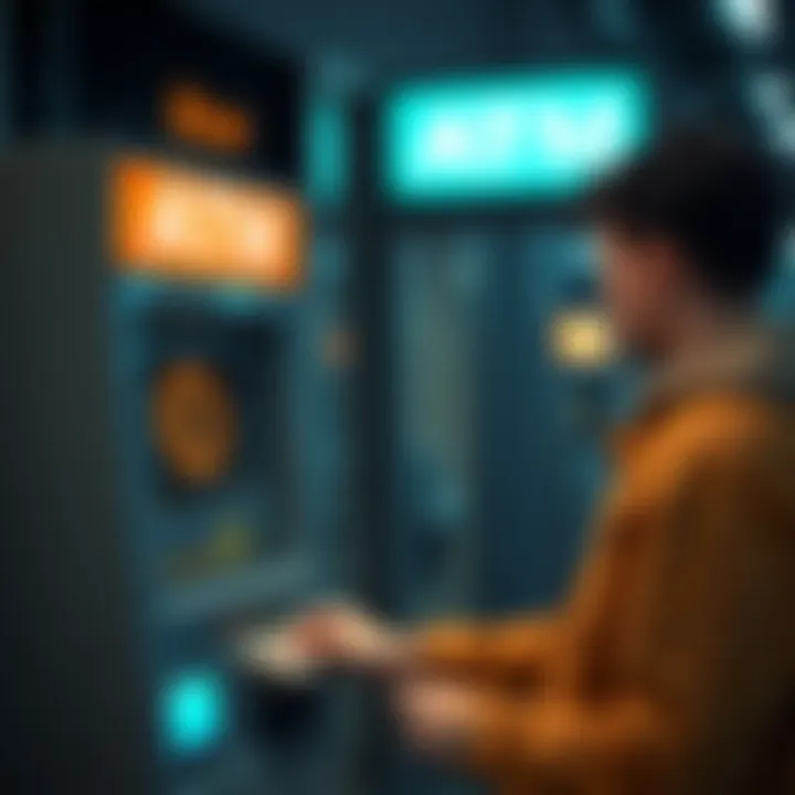 Bitcoin ATM in use A person using a Bitcoin ATM to buy cryptocurrency with cash.