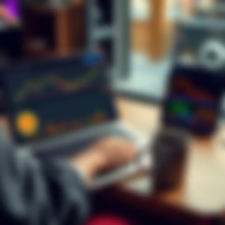 A person analyzing Bitcoin charts on a laptop with a mug of coffee nearby, reflecting on market trends during a bear market.