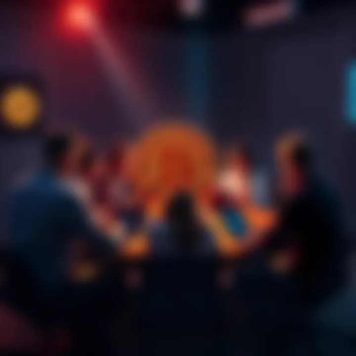 Bitcoin Discussion Group A diverse group of people gathered around laptops discussing Bitcoin and sharing ideas