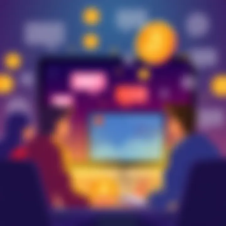 A digital illustration of people engaging in a Bitcoin discussion online, with chat bubbles and Bitcoin symbols in the background.