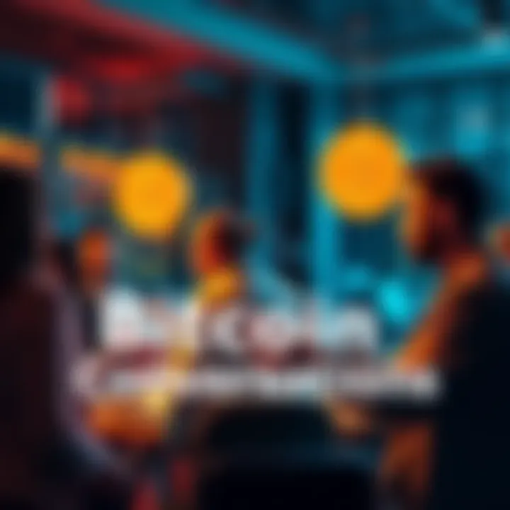 A group of people sharing ideas about Bitcoin in a lively conversation