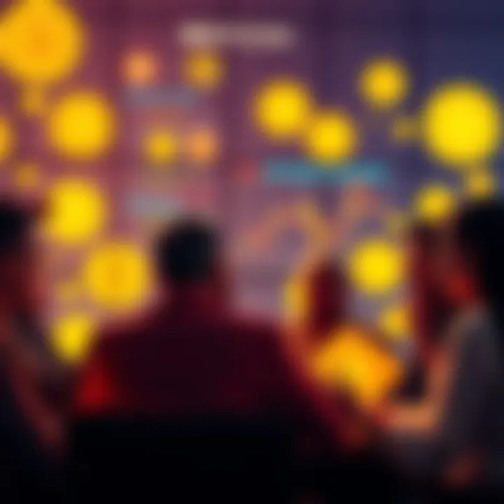 A group of people engaging in a discussion about Bitcoin, sharing their thoughts and questions in an online forum setting, with a background of Bitcoin symbols.