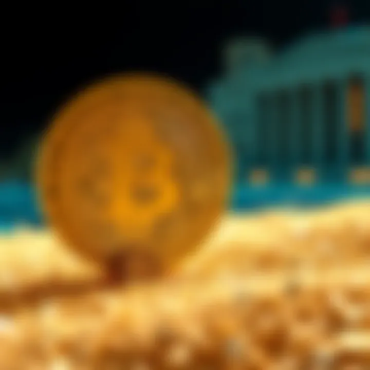 Bitcoin Symbol with Dollar Sign A Bitcoin symbol is shown alongside a dollar sign, representing Bitcoin's valuation nearing $1 trillion.