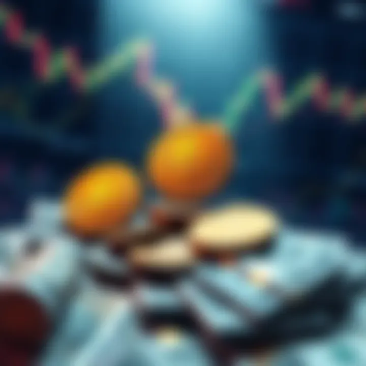 A visual representation of Bitcoin symbols impacting financial graphs and currency notes, illustrating its influence on the global economy in 2026.