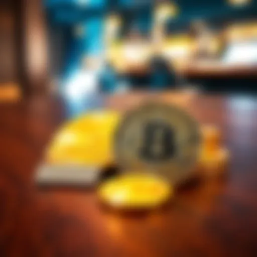 A close-up view of Bitcoin and Ethereum coins placed on a wooden table, representing long-term investment in cryptocurrency.