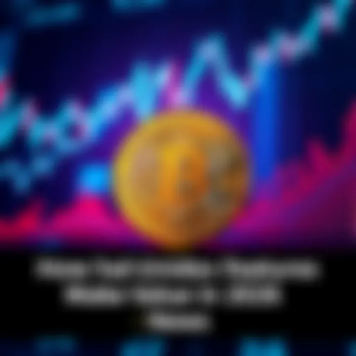 A Bitcoin symbol surrounded by rising financial charts, representing its value and future potential.