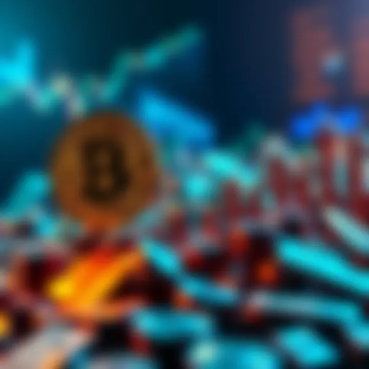 A visual representation of Bitcoin's value increasing dramatically from $1200 to $19224, with rising graphs and money symbols
