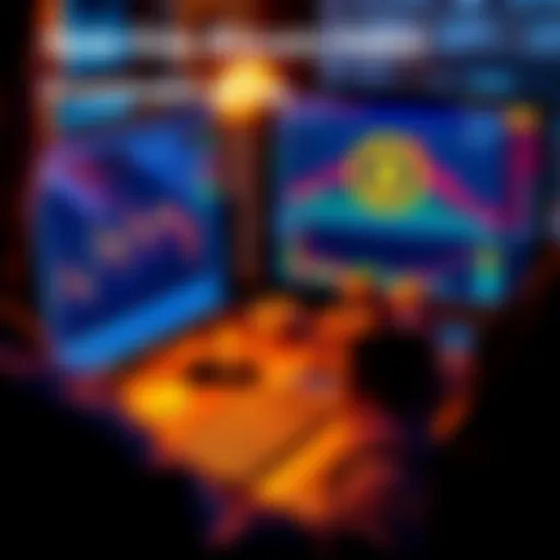 Person analyzing Bitcoin trends and graphs on a computer, showing a positive investment journey