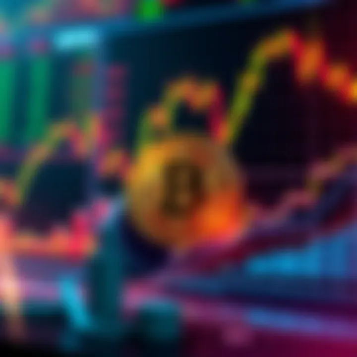 A visual representation of Bitcoin's fifth halving event predictions with charts and graphs showing market trends
