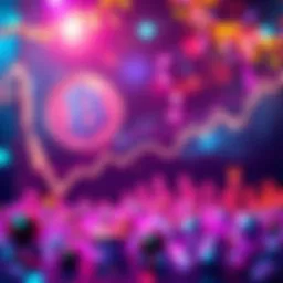 Chart showing the rise in Bitcoin value one year after the halving event with a festive atmosphere